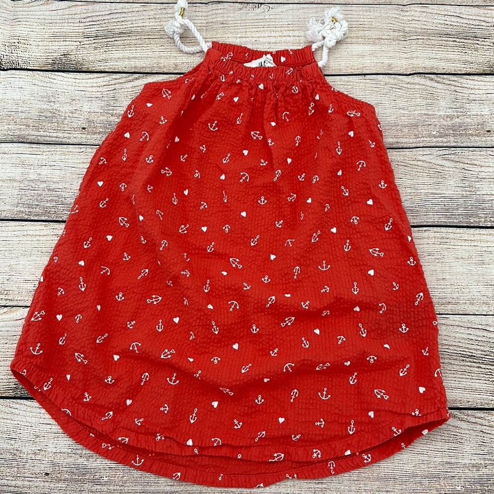 H&M Seersucker Red and White Anchor Dress Size 2-3Y